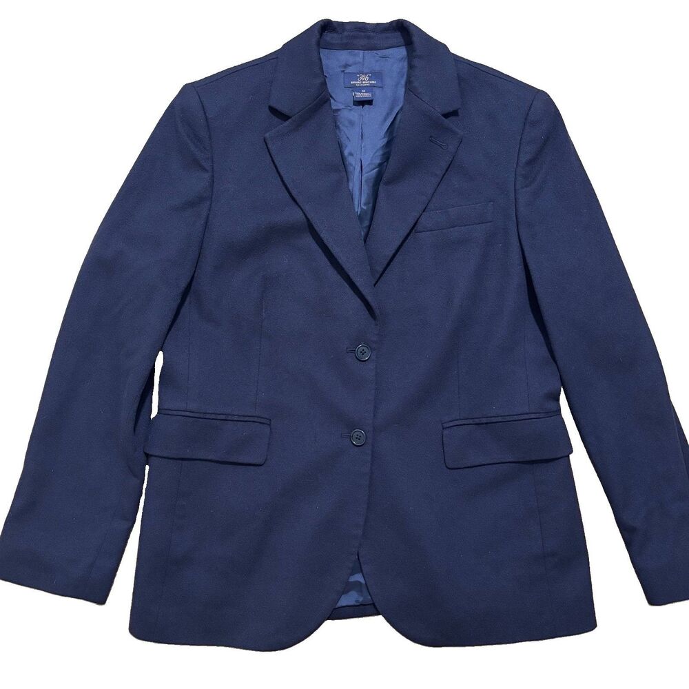 Brooks Brothers 346 100% Cashmere Blazer Womens Sz 14 Navy Blue Jacket Luxury